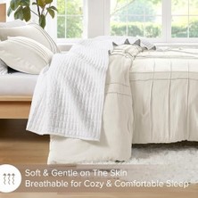 TeknoKapsül Spaces Krem Kraliçe Yorgan Seti - 3 Parça Pintuck Pileli Çiftlik Evi Yatak Takımları Kraliçe, Tüm Sezon Hafif, Pamuk Benzeri Yumuşaklık Önceden Yıkanmış Mikrofiber Kraliçe Yatak Seti, Şems,