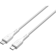 TeknoKapsül Knıt 60W Hızlı Şarj Destekli, Type-C To Type-C Şarj ve Data Aktarım Kablosu, 1 Metre, Beyaz