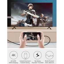 TeknoKapsül Onezero ZR-627 MT57 4K 60hz HDMI Çevirici I-Phone 15 ile Uyumlu Kablo Type-C Thunder-Bolts Altın Uçlu