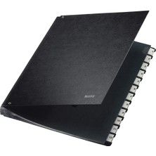 TeknoKapsül Ayırıcı Klasör, A4, 12 Gözlü, 12 Plastik Rakam Bandı, 6 Görüş Deliği, Siyah Sert Karton, Siyah, 58120095