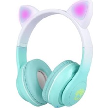 TeknoKapsül Stn-28 Pro Kedi Kulaklı Tasarımlı Rgb Işıklı Bluetooth Kulaklık Yeşil