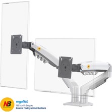 Ergoflex North Bayou Nb F160 17-27" Çift Kol 2-9 kg Amortisörlü Monitör Standı Beyaz
