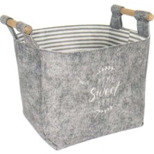 TeknoKapsül Keçe Tahta Saplı Düzeleyici Sepet - Çok Amaçlı Saklama Organizer Kutu Maxi Gri