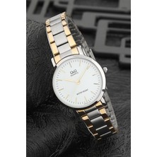 Q&Q Kadın Gümüş Çift Renk Zarif Kombin Metal Kordon Kol Saati