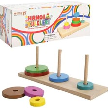 TeknoKapsül Tahta Geçmeli Oyun Hanoi Kuleleri