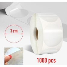 TeknoKapsül Şeffaf Paketleme Etiketi - Yuvarlak Paketleme Etiketleri - 1000 Adet 3 cm Çapında - Şeffaf Mühür Etiketleri - Küçük Işletmeler Için Hediye Paketleri, Zarflar