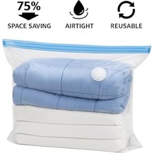 TeknoKapsül Vakumlu Hurç Poşet 80X100 cm –%75 Yer Tasarrufu, Dayanıklı Kilitli Depolama Torbası, Battaniye Yorgan Kıyafet Saklama Çantası