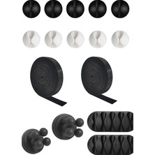 TeknoKapsül 16 Parça Kablo Tutucu Cırt Seti | Yapışkanlı Kablo Klipsi | Masa Üstü Kablo Düzenleyici | Şarj Kablosu, Kulaklık, Usb, Hdmı, Mouse Kablosu Için | Ofis & Ev Kullanımı | Kablo Yönetimi Çözümü