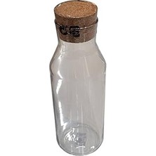 TeknoKapsül 365+ Şeffaf Camdan Sürahi; Mantar Tıpa Ile; (1 L)