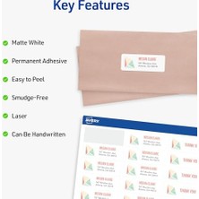 TeknoKapsül Easy Peel Laser Adresi Etiket, 1 x 2 – 5/8, Beyaz, 3000/BOX, Sold As 1 Box