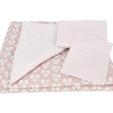 TeknoKapsül Bebek El Yapımı Fare Desenli Yorgan Çarşaf ve Yastıklı Üçlü Set (Desen 1)