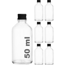 TeknoKapsül Afracam 50 cc Siyah Metal Kapaklı Hediyelik Shot Şişesi 50 ml Kolonya Koku Süs Küçük Şeffaf Cam Şişe 6 Adet