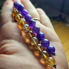 TeknoKapsül 2'li Ametist-Sitrin Doğal Taş Telefon/araba Anahtarlığı Aksesuarı