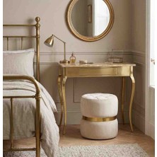 Kontello Mobilya Kontello Puf Baby Face Silinebilir Kapitoneli Gold Detaylı