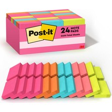 TeknoKapsül Mini Notlar, 3,8x5 Cm, 24 Ped, Amerika'nın 1 Numaralı Favori Yapışkan Notları, Poptimistik, Parlak Renkler (Macenta, Pembe, Mavi, Yeşil), Temiz Kaldırma, Geri Dönüştürülebilir