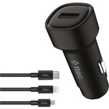 TeknoKapsül Smartcharger 2.4A Araç Şarj Aleti + Trio Kablo 2CKS30TS