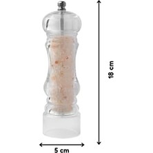 TeknoKapsül Akrilik Tuz Karabiber Değirmeni Öğütücü - Baharat Öğütücüsü, 18 cm 2 Adet, Akrilik Değirmen 18 cm