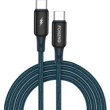 TeknoKapsül Foneng X87 60W Type-C To Type-C Örgülü Pd Hızlı Şarj ve Data Kablosu 1.2 Metre