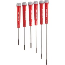 TeknoKapsül 4500008106 Elektronikçi Tip Klemens Tornavidalar, 6'lı, Krom Vanadyum Çelik, Kırmızı