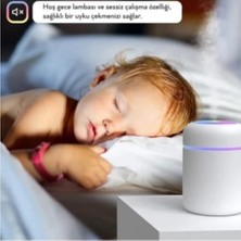 TeknoKapsül Hava Nemlendirici Ortam Nemlendirici Işıklı Hava Nemlendirici Makinesi ve Aroma Difüzörü H2O(BEYAZ, Gri, Pembe Karışık)