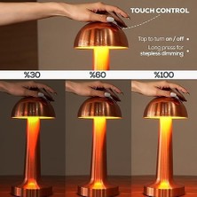 TeknoKapsül Modern Taşınabilir Masa Lambası, Şarj Edilebilir Batarya, Led, 24 Saate Kadar Uzun Kullanım Süresi, Şık Restoranlar/yatak Odası/akşam Yemeği/kahve Masası 3 Seviye Parlaklık, Metal - Bakır Renk