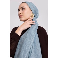 AYSHARA Bengi Monogram Düz Desenli Çift Taraflı Şal - Okyanus Mavi