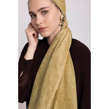 AYSHARA Bengi Monogram Düz Desenli Çift Taraflı Şal - Canlı Sarı