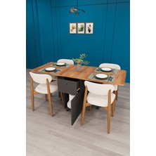 Asra Trend Lüks Katlanır Mutfak Yemek Masası Takımı %100 Mdf Pratik Çekmeceli Çalışma Masası Sandalye KMS03