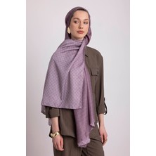 AYSHARA Katre-I Zerâfet Monogram Düz Desenli Çift Taraflı Şal - Leylak Mor