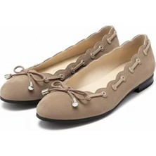 Ne&Ve Shoes Süet Biye Detaylı Kapsüllü Kadın Yuvarlak Burunlu Günlük Babet