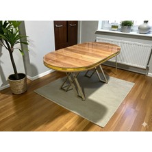 Msy Home Ceviz Gold Detaylı Lake Panel 90*170 cm Oval Masa