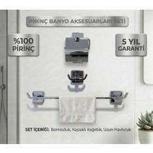 Krom Paslanmaz Pirinç 3’lü Banyo Seti Krom – Uzun Havluluk, Tuvalet Kağıtlık, Bornozluk