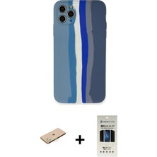 BUTİMAR'S iPhone 11 Pro Yadigar Çizgi - Siyah 5d Hayalet Cam Ekran Koruyucu + Pembe Renkli Kamera Lens Koruma Cam