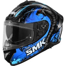 Smk Typhoon Reptile Siyah-Mavi Dragon Kapalı Kask