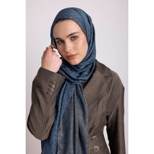 AYSHARA Katre-I Zerâfet Monogram Düz Desenli Çift Taraflı Şal - Mavi