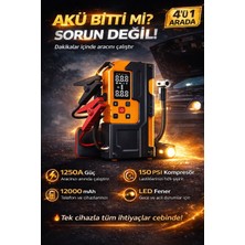 Goes 4’ü 1 Arada Akü Takviye Cihazı 1250A – 150 Psı Kompresör, 12000MAH Powerbank, LED Fener MU-006-A