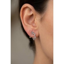 By Barun Kadın Çiçek Küpe 925 Ayar Gümüş Renkli Taşlı Şık Kadın Küpe