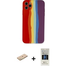 BUTİMAR'S iPhone 11 Pro Yadigar Çizgi - Siyah 5d Hayalet Cam Ekran Koruyucu + Pembe Renkli Kamera Lens Koruma Cam