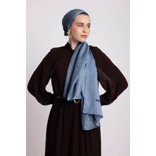 AYSHARA Bengi Monogram Düz Desenli Çift Taraflı Şal - Indigo Mavi