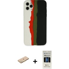 BUTİMAR'S iPhone 11 Pro Yadigar Çizgi - Siyah 5d Hayalet Cam Ekran Koruyucu + Pembe Renkli Kamera Lens Koruma Cam