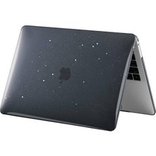 Arabulalaca Macbook Air 13 Inç 13.6 Inç A3449 M5  Çipli 2026 Parlak Kristal Siyah Simli  Kılıf Hardcase