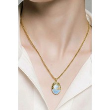 Uretti - Nerman 4053 1043 Minimal Oval Altın Rengi Kolye