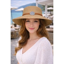Aydın Şapkacınız Kadın Hasır Şapka Premium Kalite Geniş Kenarlı Yazlık Şapka