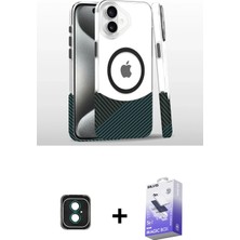 BUTİMAR'S iPhone 16 Iz Asil Prime - Siyah Bilvis 5in1 5d Magic Hayalet Cam Ekran Koruyucu + Yeşil Pvd Metal Kamera Lens