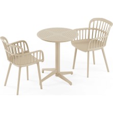 Tilia 2 Kişilik Polipropilen Masa Takımı (Moon Katlanır Masa Ø60 cm + Eva-P Kollu Sandalye)