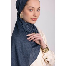 AYSHARA Bengi Monogram Düz Desenli Çift Taraflı Şal - Koyu Mavi Lacivert