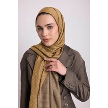 AYSHARA Katre-I Zerâfet Monogram Düz Desenli Çift Taraflı Şal - Koyu Sarı