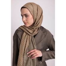 AYSHARA Katre-I Zerâfet Monogram Düz Desenli Çift Taraflı Şal - Koyu Vizon