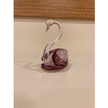 Dekoratif Kristal Kuğu Obje Renk Mor Küçükboy Yükseklik 9 cm Çapı 6 cm