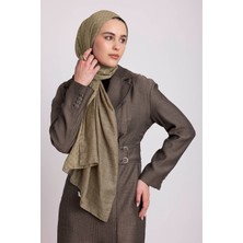 AYSHARA Katre-I Zerâfet Monogram Düz Desenli Çift Taraflı Şal - Olive Kahve